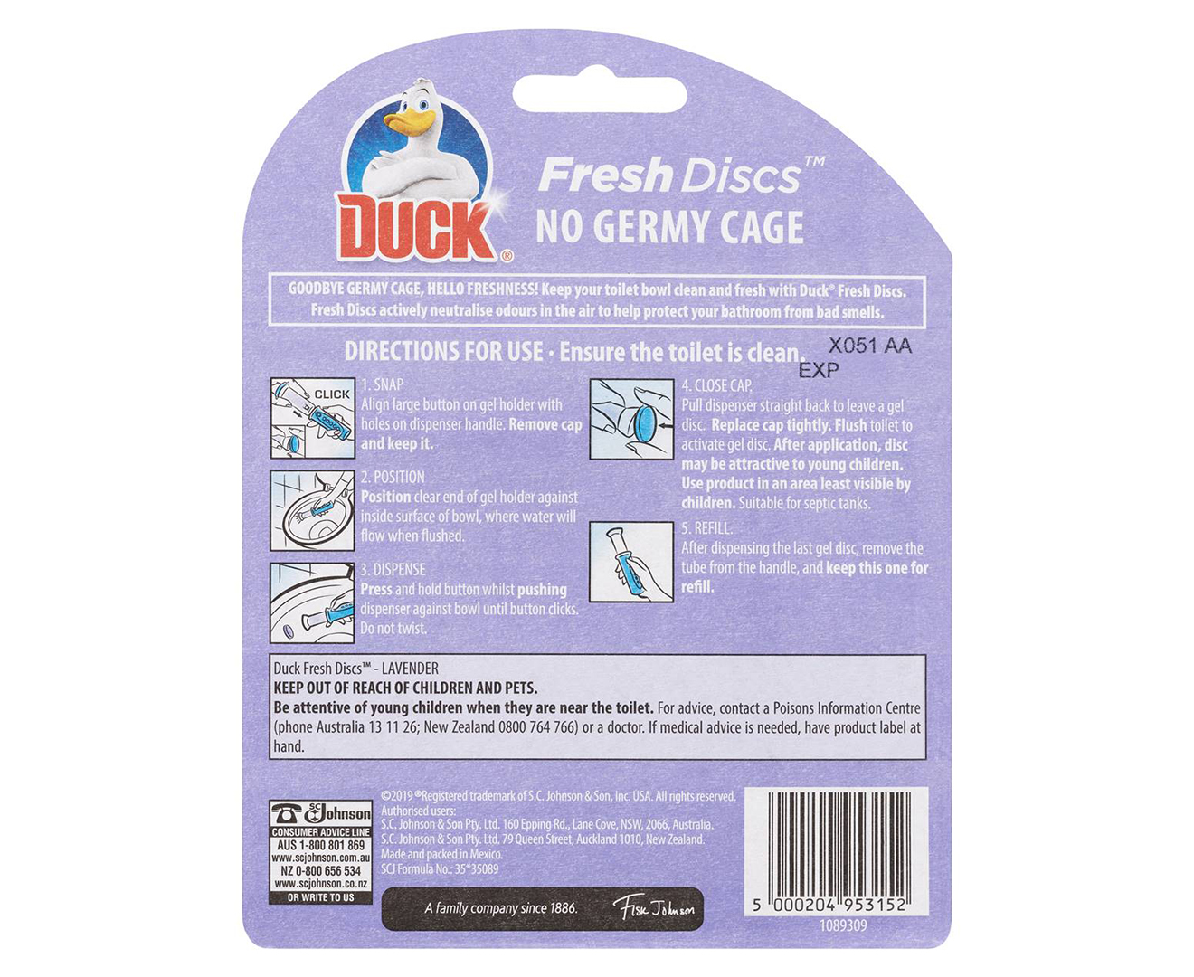 2 x 6pk Duck Fresh Discs Toilet Cleaner Lavender