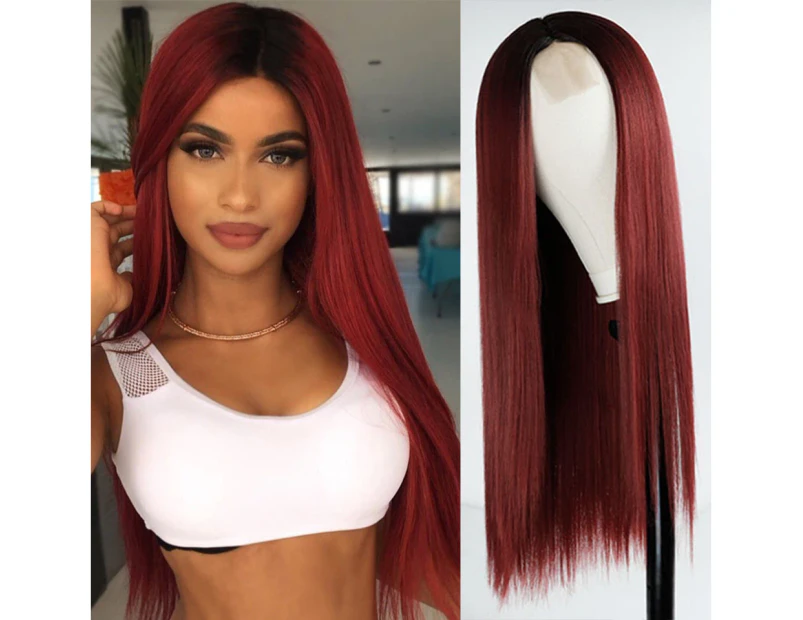 Synthetic Wig Long Straight Hair Black Wig Women’s Natural Straight Hair Product Wig Middle Part Synthetic Long Black Wigs
