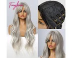 TINY LANA Synthetic Long Wavy Ombre Light Brown Blonde Ash Wigs with Bangs Party Cosplay Hair Wigs for Black Women Fake Hair