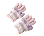 1 Pair 3-8 Years Boys Girls Gloves Striped Full Finger Autumn Winter Thicken Warm Knitted Gloves for Student Style2