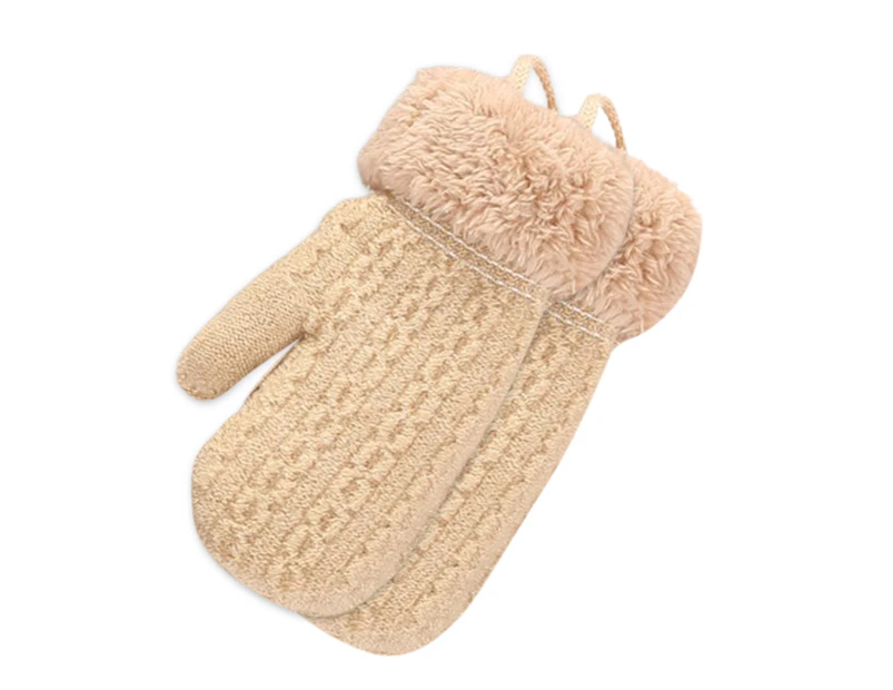 1 Pair Mittens Thick Lined Keep Warmth Acrylic Fiber Insulated Breathable Winter Gloves for Kids Style3