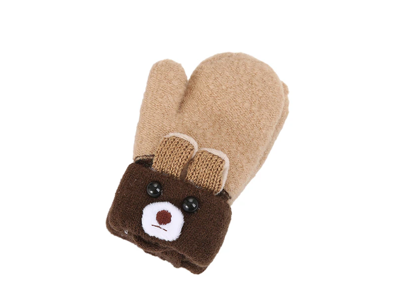 1 Pair 0-3 Years Boys Girls Gloves Cartoon Plush Autumn Winter Stretchy Warm Gloves for Outdoor Style5