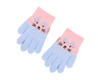 1 Pair Boys Girls Gloves Cartoon Warm Autumn Winter Color Block Knitting Gloves for Outdoor Style2