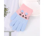 1 Pair Boys Girls Gloves Cartoon Warm Autumn Winter Color Block Knitting Gloves for Outdoor Style2