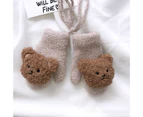 1 Pair 1-4 Year Baby Mittens Knitted Halter Neck Full Finger Elastic Keep Warm Thick Cute Cartoon Bear Children Toddler Gloves for Outdoor Style2