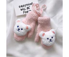 1 Pair 1-4 Year Baby Mittens Knitted Halter Neck Full Finger Elastic Keep Warm Thick Cute Cartoon Bear Children Toddler Gloves for Outdoor Style4