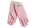 1 Pair Women Gloves Touch Screen Delicate Embroidery Thread Cuff Slim Fit Windproof Keep Warm Clothing Accessories Thermal Fleece Winter Gloves Style3