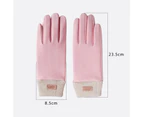 1 Pair Women Gloves Touch Screen Delicate Embroidery Thread Cuff Slim Fit Windproof Keep Warm Clothing Accessories Thermal Fleece Winter Gloves Style3