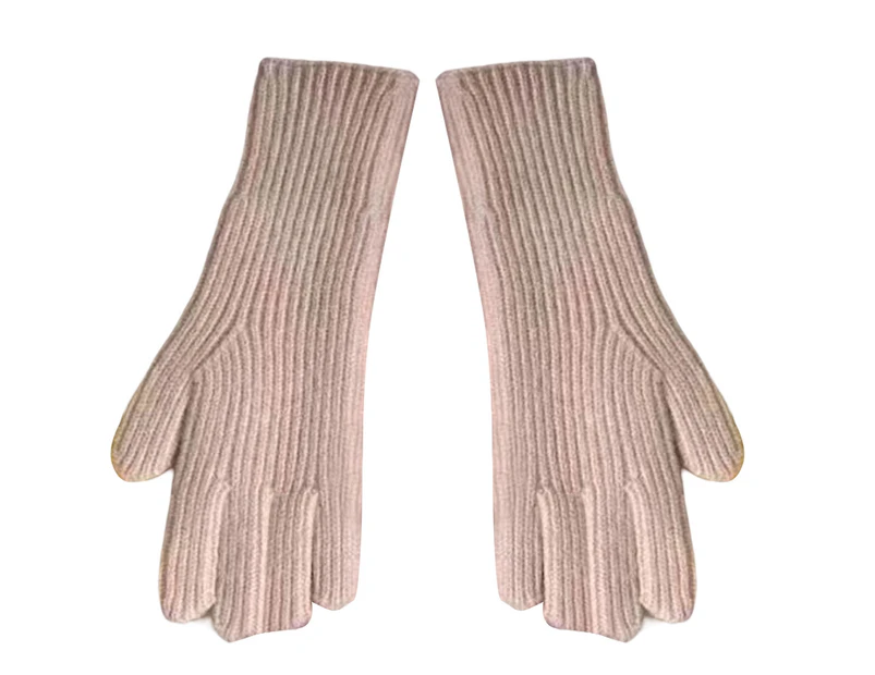 1 Pair Women Gloves Knitted 2-Fingerless Touchscreen Stretchy Wrist Hands Protection Winter Thermal Women Motorcycle Riding Gloves for Outdoor Style7