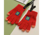 1 Pair Children Gloves Anti-lost Colored Lanyard Letter Cloth Label Cute Gloves Cold Protection Knitted Gloves Winter Accessories for Boys Girls Style3