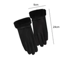 1 Pair Women Gloves Thickened Plush Wrist Touchscreen Flower Embroidery Keep Warm Autumn Winter Adults Motorcycle Riding Gloves for Outdoor Style4