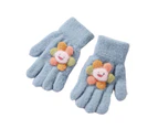 1 Pair Kids Gloves Full Finger Colorful Sunflower Decor Thickened Stretchy Keep Warm Soft Winter Thermal Girls Pupil Gloves for Outdoor Style1