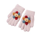 1 Pair Kids Gloves Full Finger Colorful Sunflower Decor Thickened Stretchy Keep Warm Soft Winter Thermal Girls Pupil Gloves for Outdoor Style5
