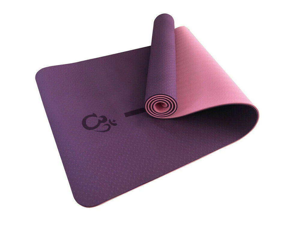 TPE Yoga Mat Eco Friendly Fitness Gym Exercise Pilates Non Slip Dual Layer Voilet