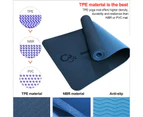 TPE Yoga Mat Eco Friendly Fitness Gym Exercise Pilates Non Slip Dual Layer Blue