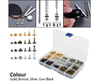 360 Leather Rivets Set Double Cap,3 Sizes Metal Tubular Rivet with Punch Pliers and 3 Pieces Fixing Tools