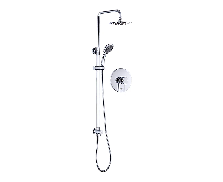 WELS 8" Rain Shower Head Set Rounded Dual Heads Faucet High Pressure With Mixer