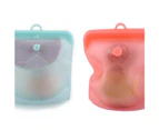 2Pcs Silicone Food Bag Reusable Seal Food Storage Bags -Blue and Red