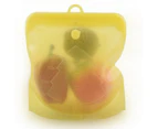 2Pcs Silicone Food Bag Reusable Seal Food Storage Bags -Yellow and Rose Red
