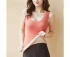 Thermal Tank Top for Women Fleece Cami Shirt Sleeveless Camisole - Pink