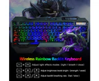Wireless Gaming Keyboard and Mouse,Rainbow Backlit Rechargeable Keyboard Mouse with 3800mAh Battery Metal Panel