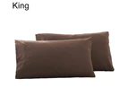 2Pcs Solid Color King Queen Pillow Case Home Bedroom Bed Cushion Cover Decor-Coffee King