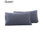 2Pcs Solid Color King Queen Pillow Case Home Bedroom Bed Cushion Cover Decor-Grass Green King