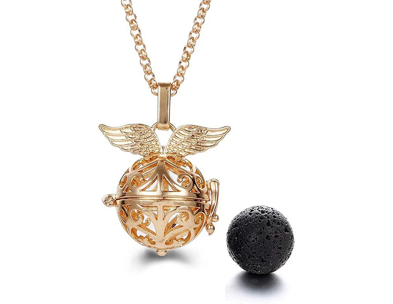 1PCS Aromatherapy Essential Oil Diffuser Necklace Hollow Ball Locket Pendant Necklace with Lava Bead Stone for Women
