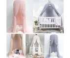 Baby Lace Crib Tent Round Dome Hanging Curtain Mosquito Net Kids Room Decor-Pink