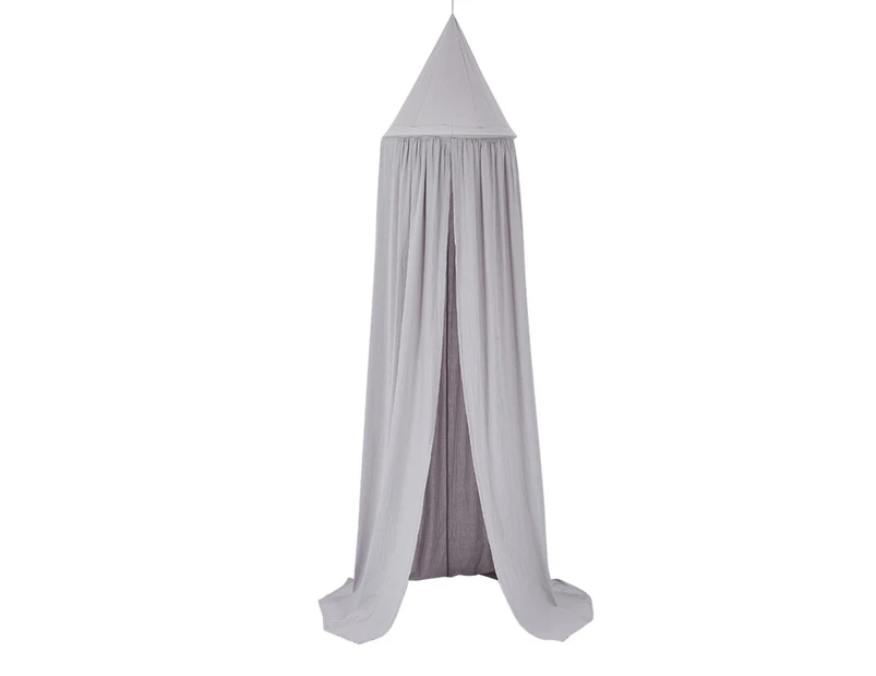 Children Baby Bed Canopy Round Dome Cotton Mosquito Net Nursery Room Decoration-Grey