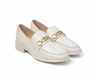 EVERAU(R) Leather Loafer Low Block Heels Katia - White