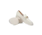 EVERAU(R) Leather Loafer Low Block Heels Katia - White