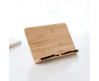 Book stand, recipe book stand, book holder for reading, kitchen, with metal side holder, made of eco-friendly bamboo