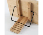 Book stand, recipe book stand, book holder for reading, kitchen, with metal side holder, made of eco-friendly bamboo