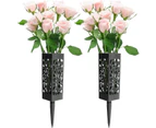 12 inch Memorial Cemetery Floral Holder Decoration-Plastic Floral Vase Cones with Long Spike Stake and Drainage Holes