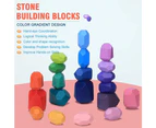 Balancing Stones Wooden Stacking Toys, 20 Pieces Montessori Wooden Toys Colored Meditation Balancing Stones Stacking Game Building Block Sorting