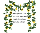 7.2ft Artificial Sunflower Garland with 32pc Sunflower Heads,2pcs