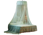 Mosquito Net Round Top Stimulation Butterfly Pin Polyester Fiber Decorative Bed Canopy for Student-Water Blue