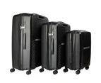 Olympus 3PC Astra Luggage Set Hard Shell Suitcase - Obsidian Black