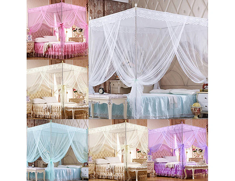 Romantic Princess Lace Canopy Mosquito Net No Frame for Twin Full Queen King Bed-Beige King