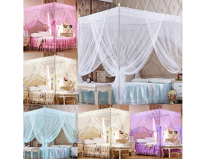 Romantic Princess Lace Canopy Mosquito Net No Frame for Twin Full Queen King Bed-Pink King