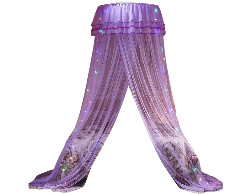 Ruffle Dome Ceiling Mosquito Net Princess Mesh Canopy Dust-proof Bedroom Decor-Purple
