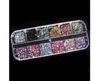 1200x Bling 2mm Mixed Color Nail Art Tips Acrylic Manicure Nail Stickers + Case