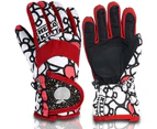 Winmax Kids Snow Gloves Waterproof Insulated Thickening Warm Ski Gloves-Red