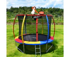 Genki 10ft Trampoline Kids Rebounder Jumping Bounce with Basketball Hoop Ladder Enclosure Indoor Outdoor Round