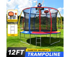 Genki 12ft Trampoline Kids Jumping Bounce Rebounder with Basketball Hoop Ladder Enclosure Indoor Outdoor Round