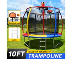 Genki 10ft Trampoline Kids Rebounder Jumping Bounce with Basketball Hoop Ladder Enclosure Indoor Outdoor Round