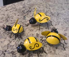 Metal Bee Decor Bumble Bee Garden Accents 3D Honey Bee Wall Ornament Lawn Yard Fence Funny Cute Bee Figurines - Set of 4