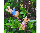 Cute Climbing Rabbit Outdoor Garden Resin Statue Hanging Sculpture, Creative Fairy Garden Hanger Animal Statue Ornaments