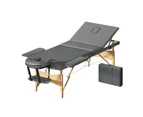 Zenses Massage Table 75cm Portable 3 Fold Wooden Beauty Bed Grey